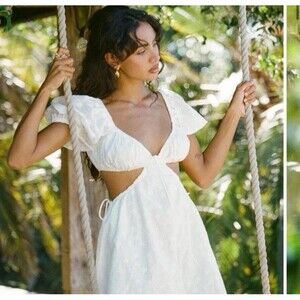 Saboskirt Women's Dress Size S White Cut Out Beach Summer Vacation Boho Cruise